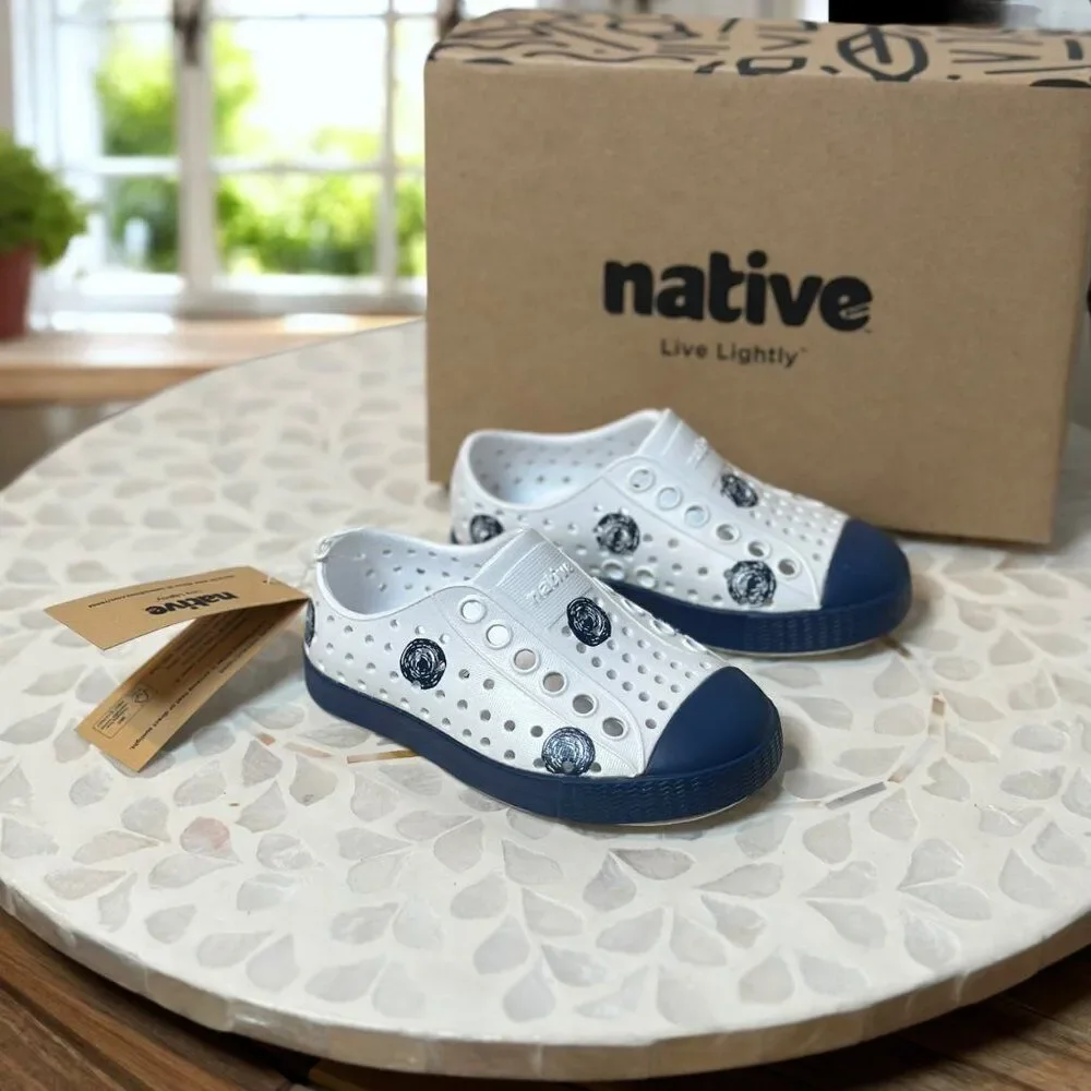 Native Jefferson “Frontier Scribble Dots”  Slip-On Water Shoes Toddler C5 White